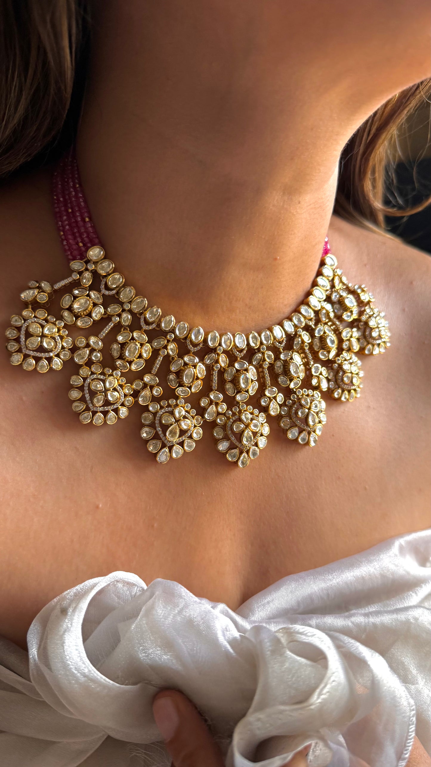 Royal Polki designer necklace with ruby srings