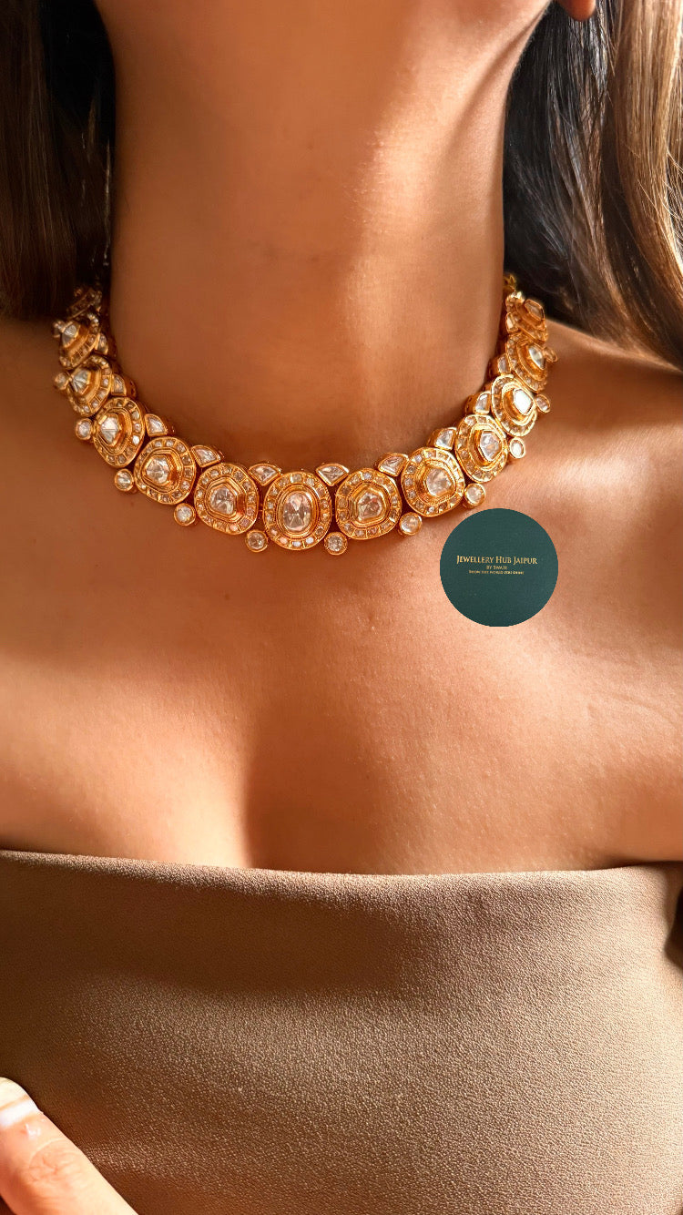 Moissanite polki collar set