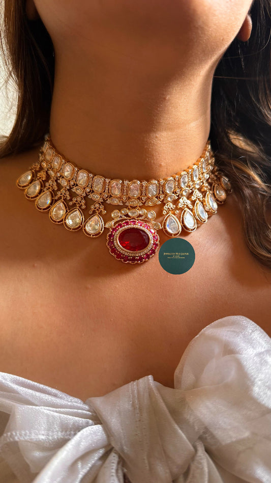 Ruby doublet with Rani pink choker set