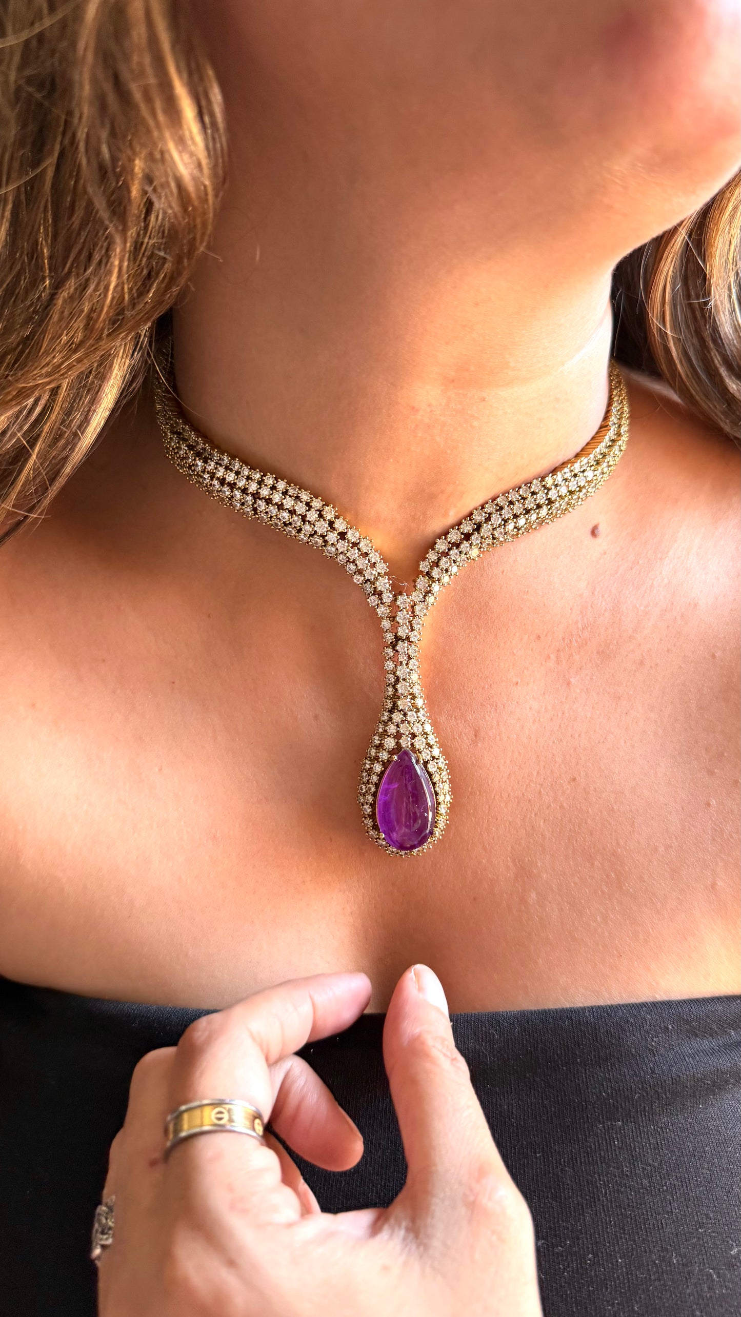 Tanzanite Victorian diamond necklace