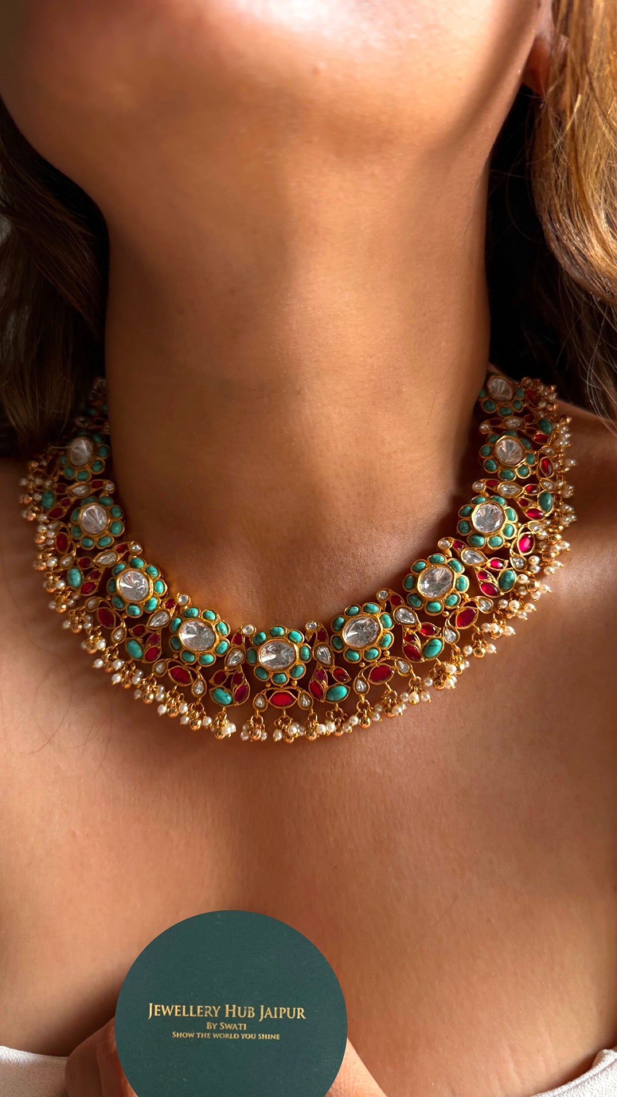 Ruby & firoza designer collar necklace