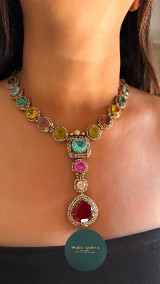 Amrapali inspired navratna doublet set