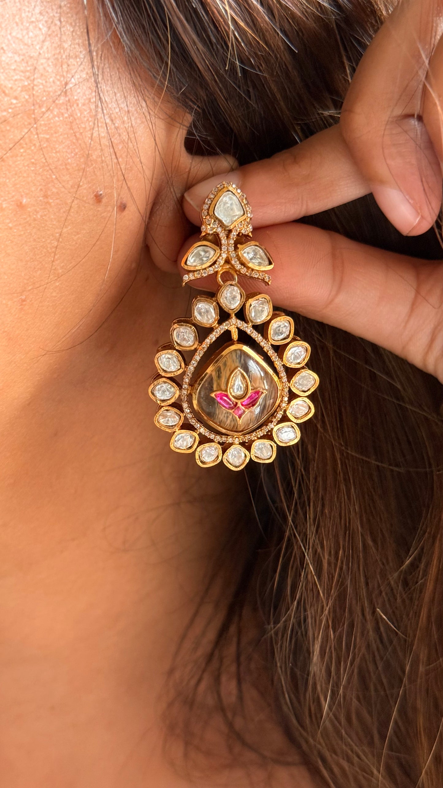 Sabyasachi inspired inlay work danglers