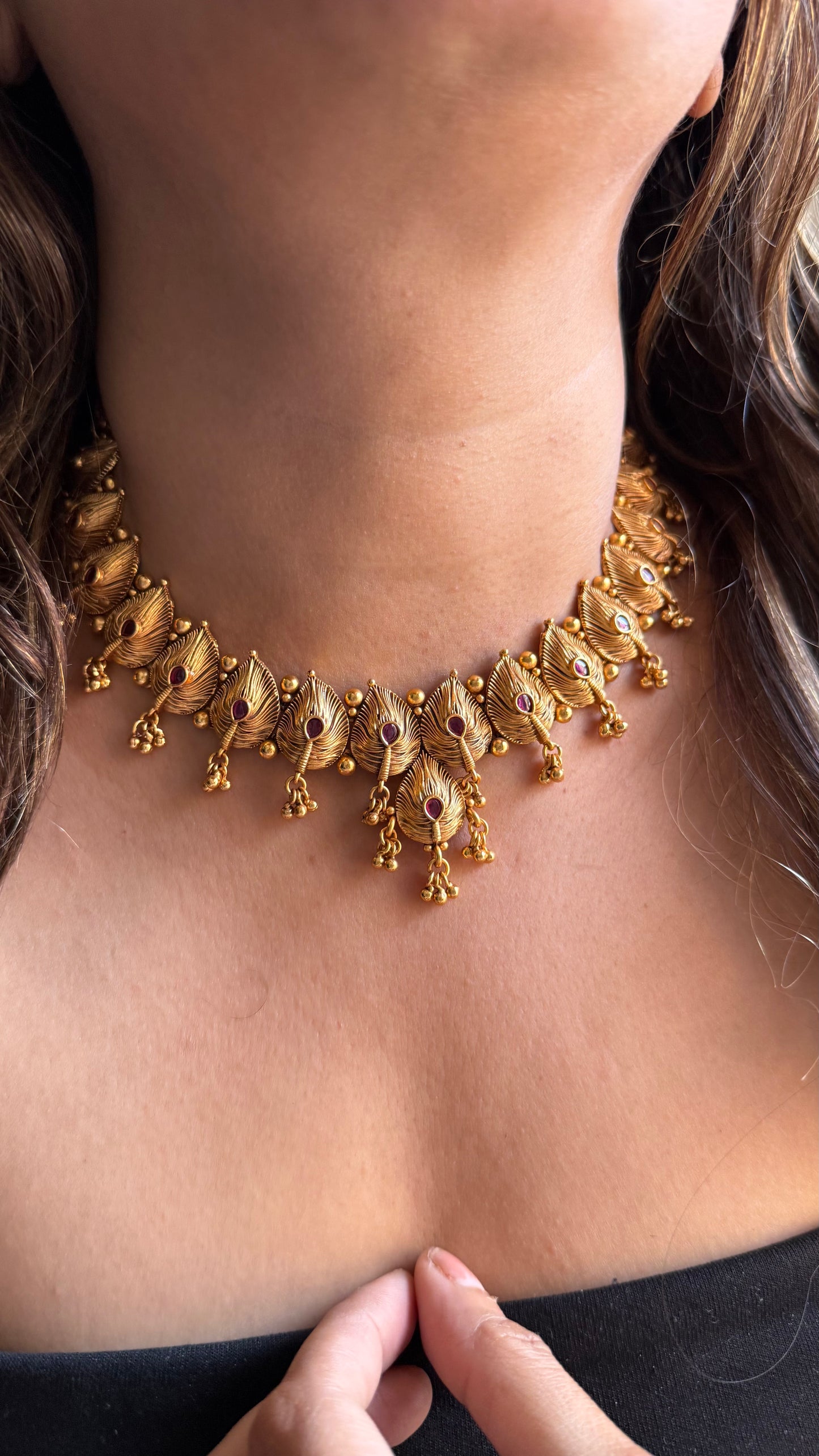 Maharashtrian Ruby Madhubani necklace