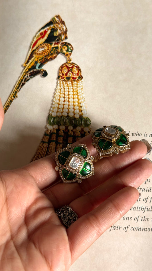Emerald katdana moissanite studs
