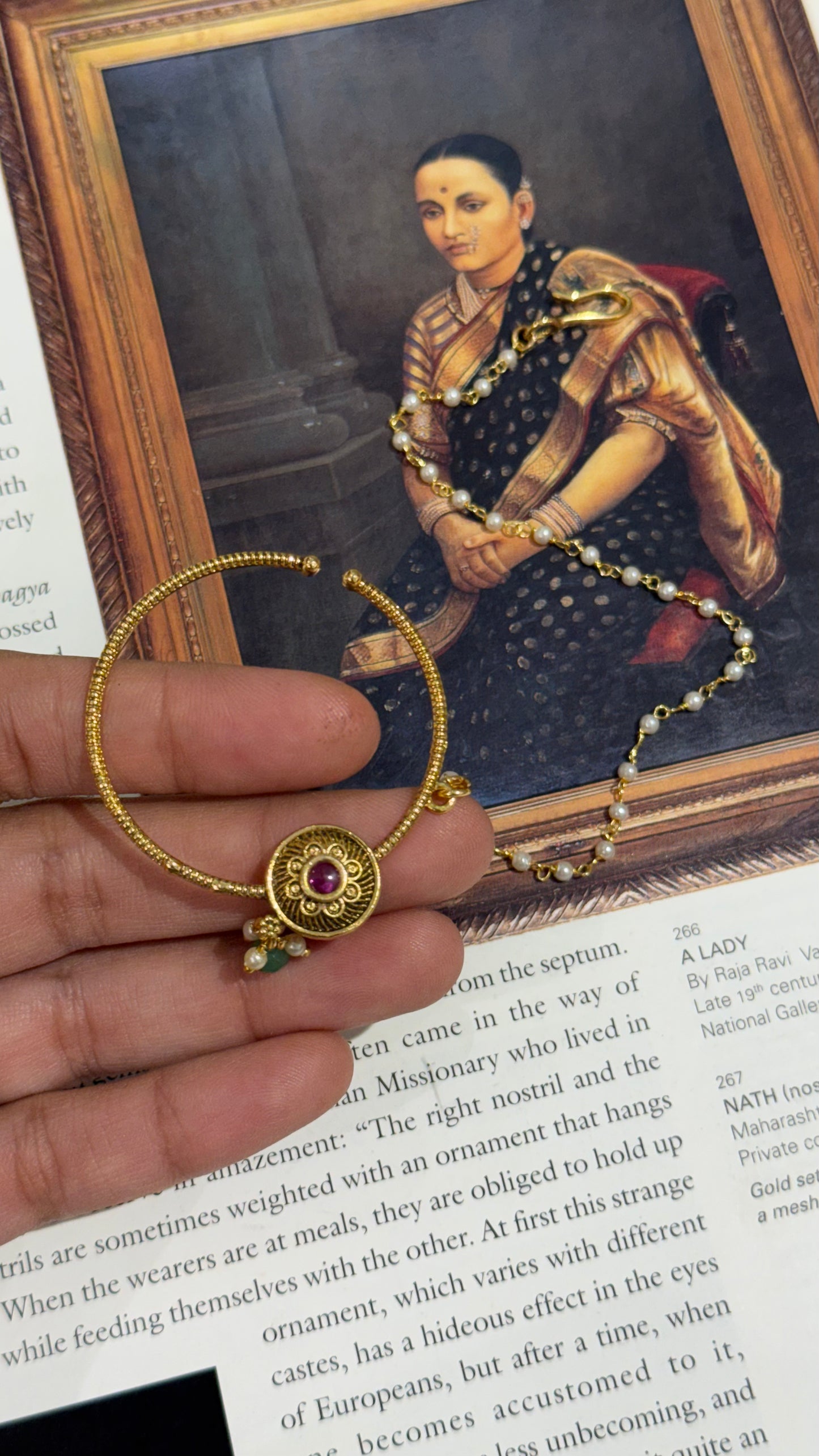 Floral Ruby oxidised, gold nath