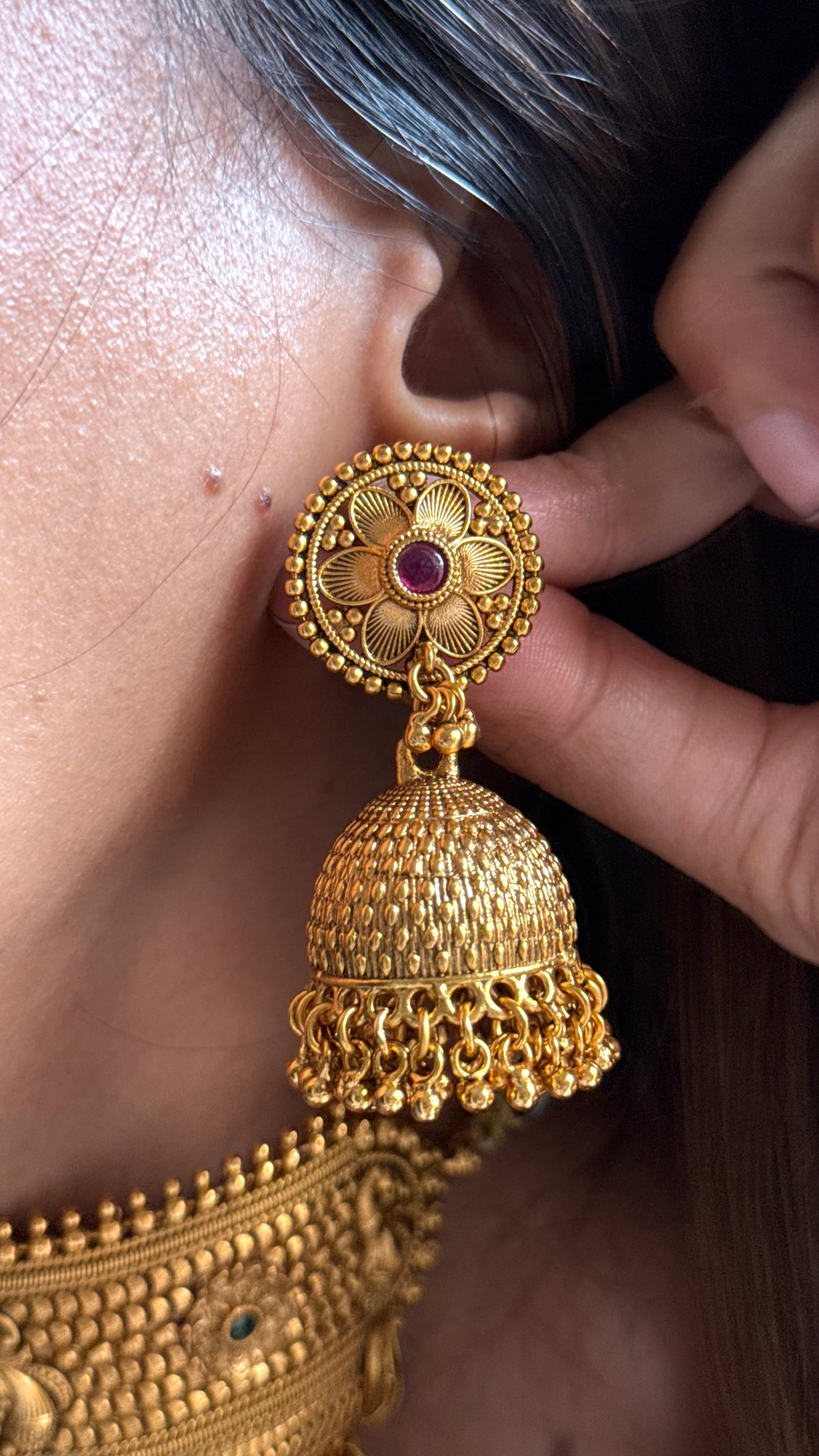 Rajwada peacock nakshi add with jhumki detailing