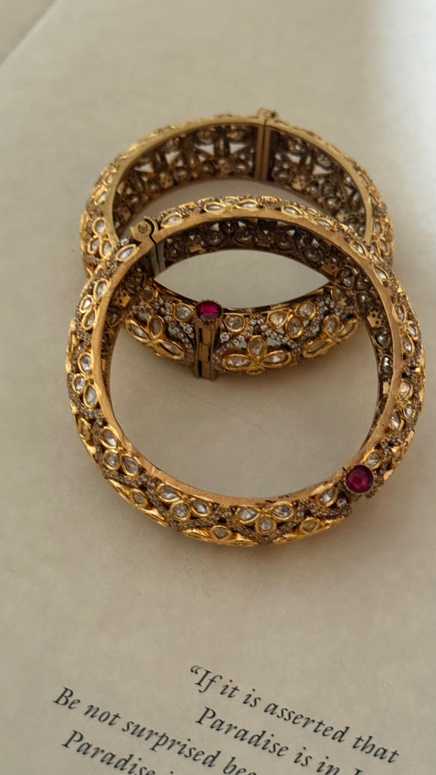Moissanite polki floral openable bangle