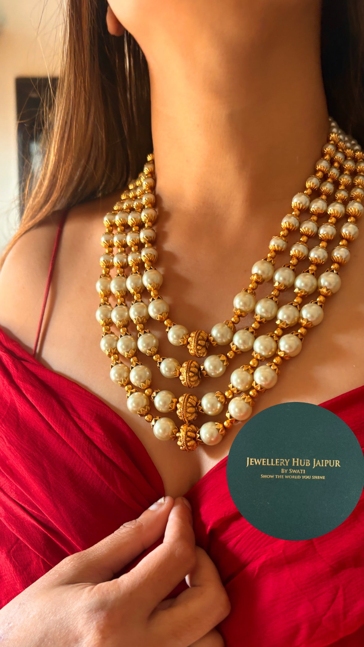 Heritage pearl four layer mala