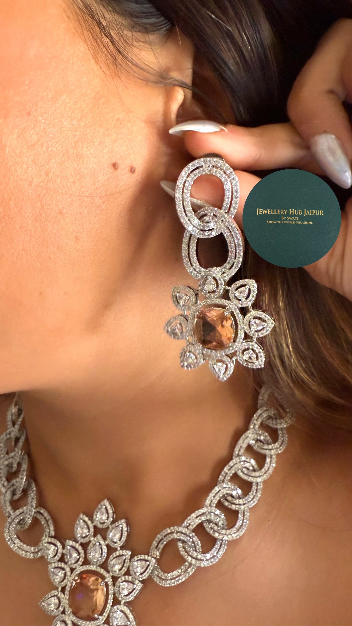 Sunflower Light brown Moissanite diamond collar necklace