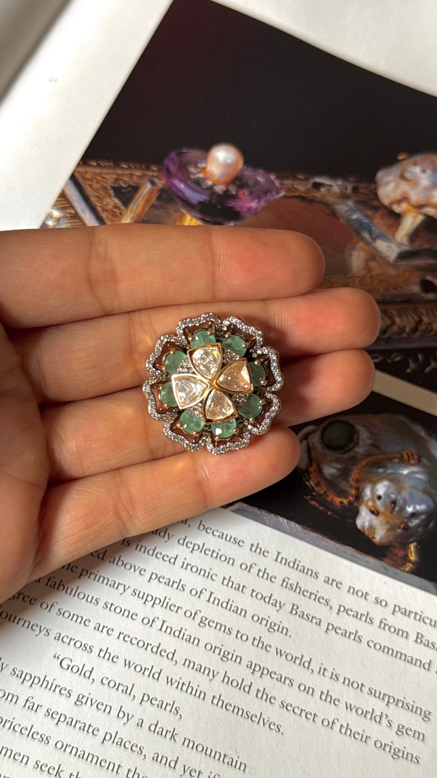 Mint designer cocktail ring