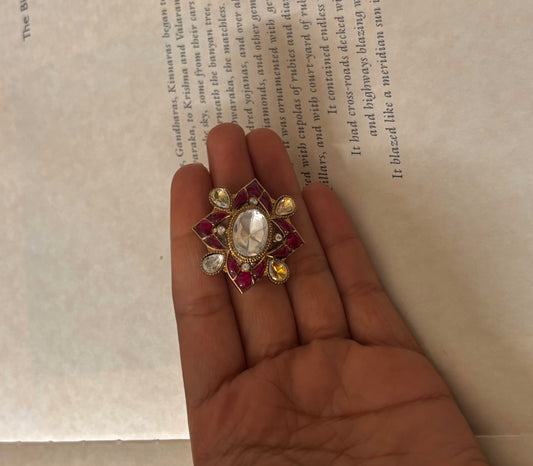 Ruby takkar work adjustable ring