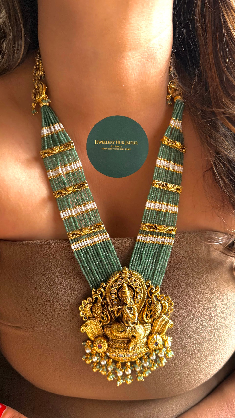 Lord Krishna inspired Nakshi Temple necklace