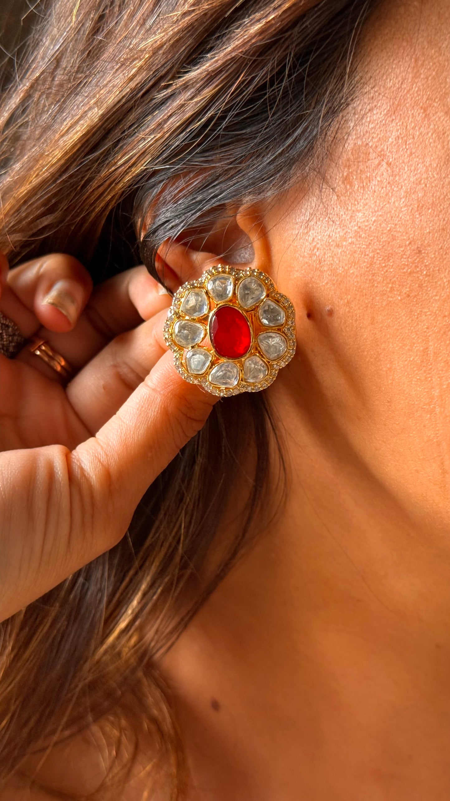 Ruby real Moissanite studs