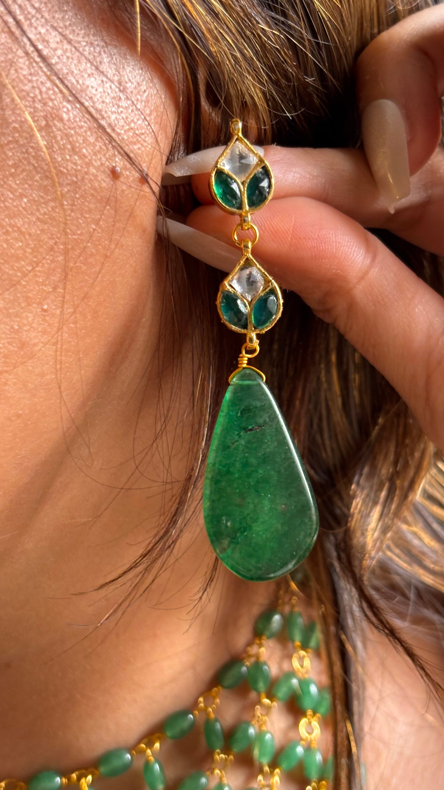 Emerald shahi panna jaal Necklace