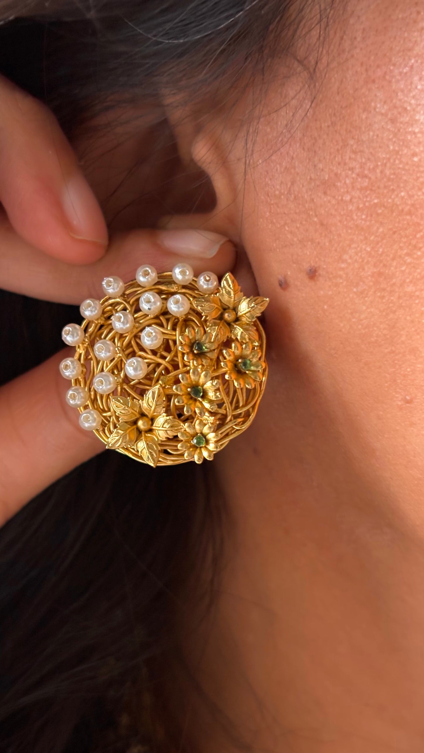 Swarn & pearl drops nakshi Necklace