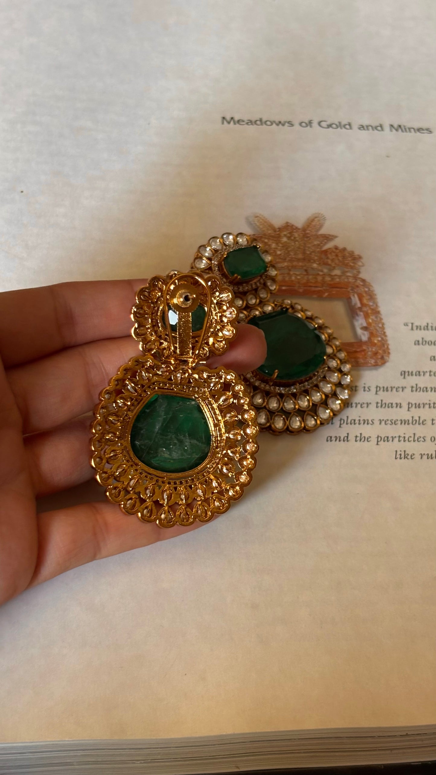 Emerald doublet polki Earrings