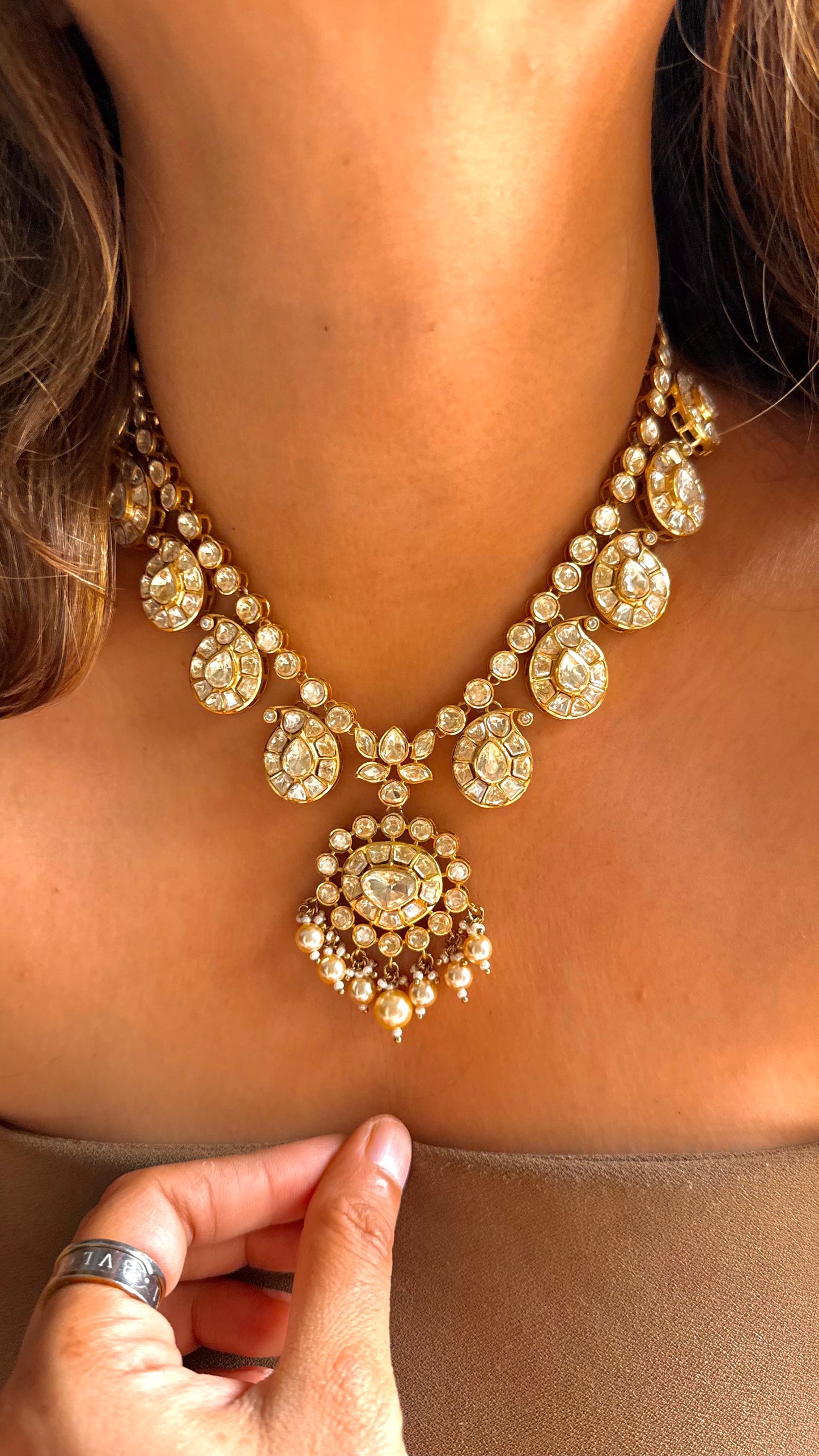 Peeli polki madhubani designer necklace