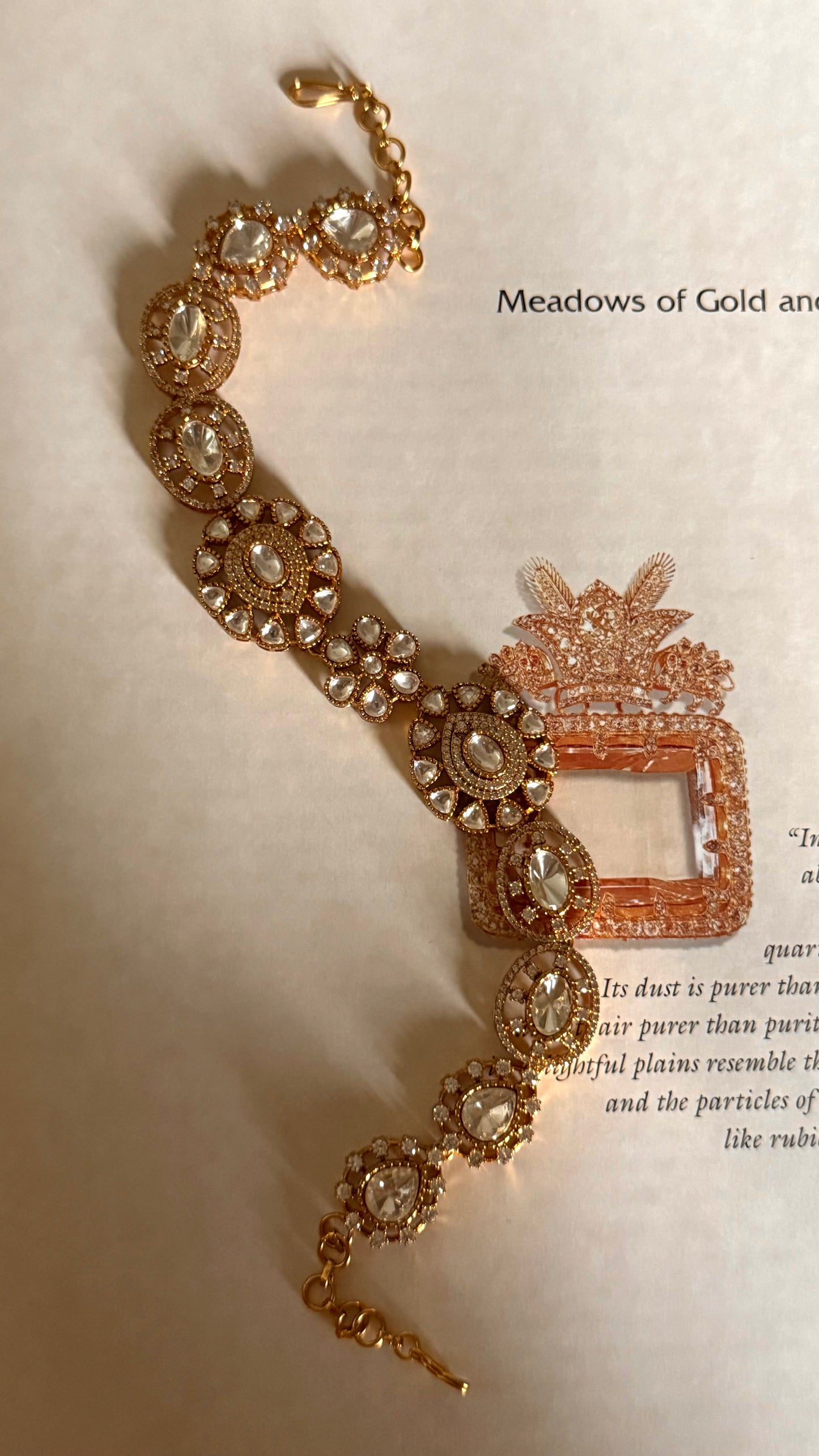 Floral moissanite polki sheesh patti