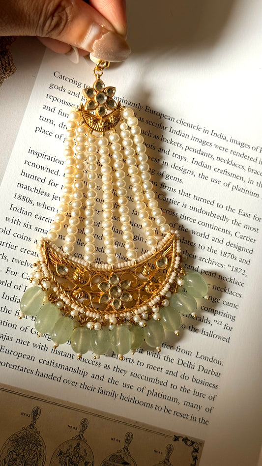 Paachi Heritage pearl with mint drop passa