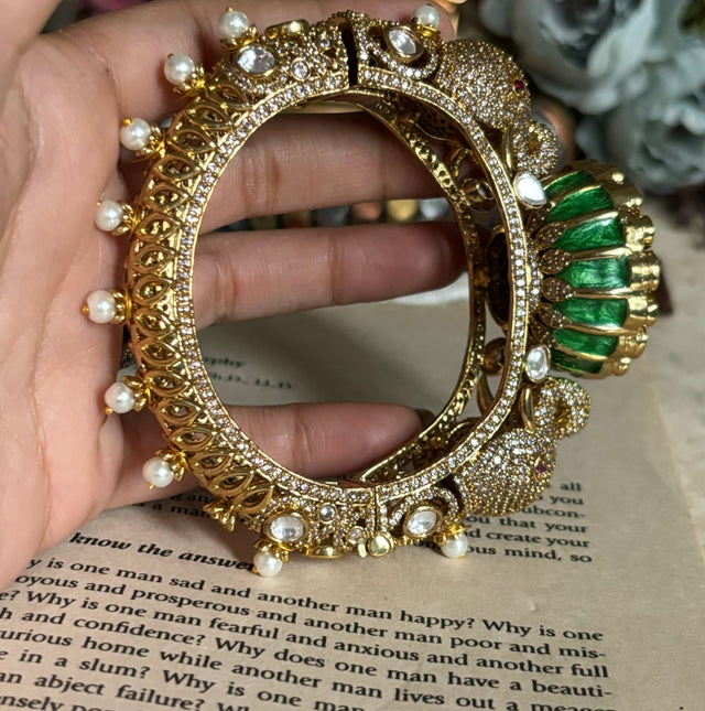 Gajanand bangles with emerald meena