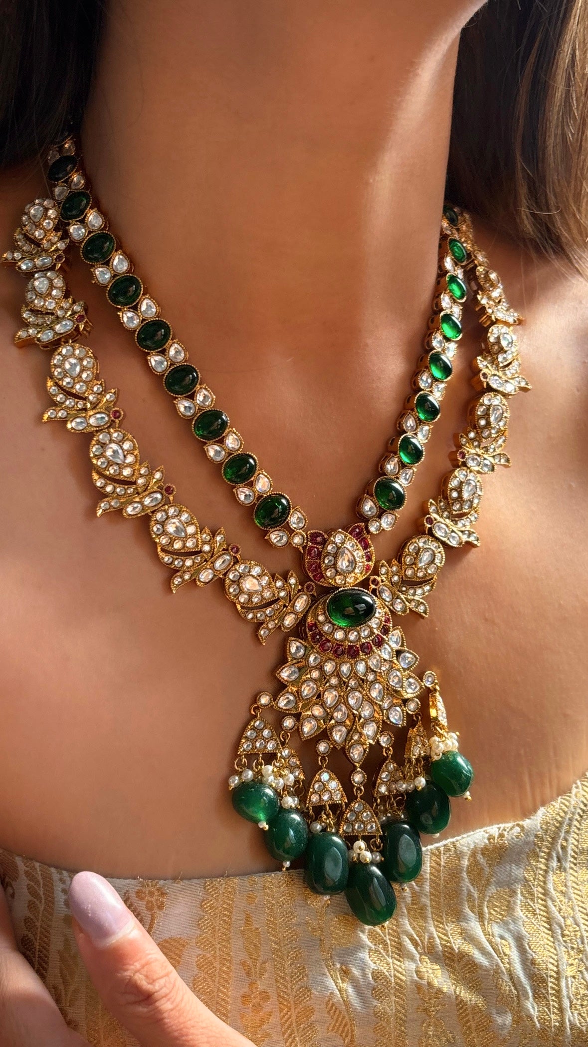 Emerald & Ruby doublet bridal asia inspired rani haar