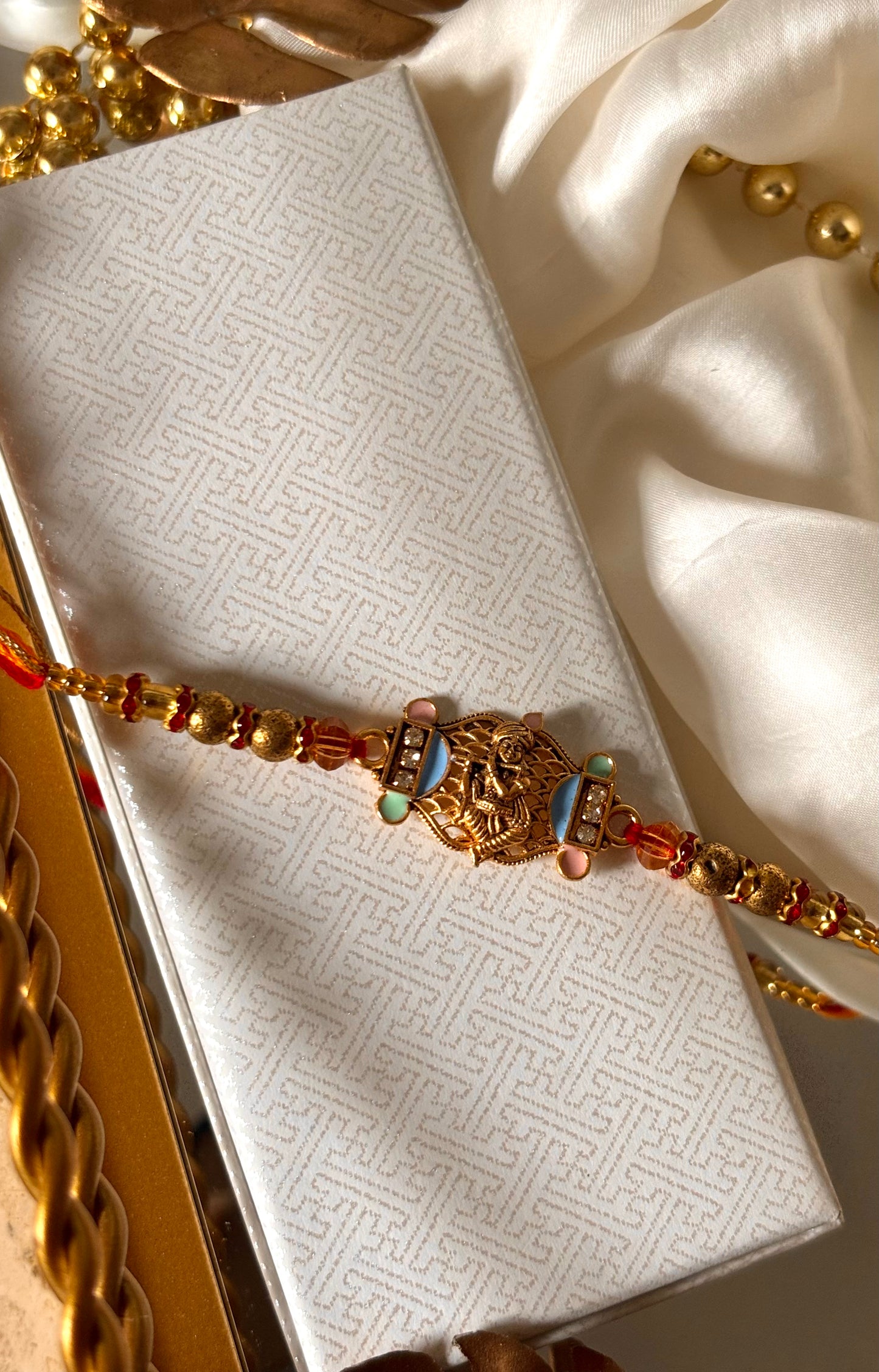 Lord Krishna inspired heritage rakhi ( shipping will be extra )
