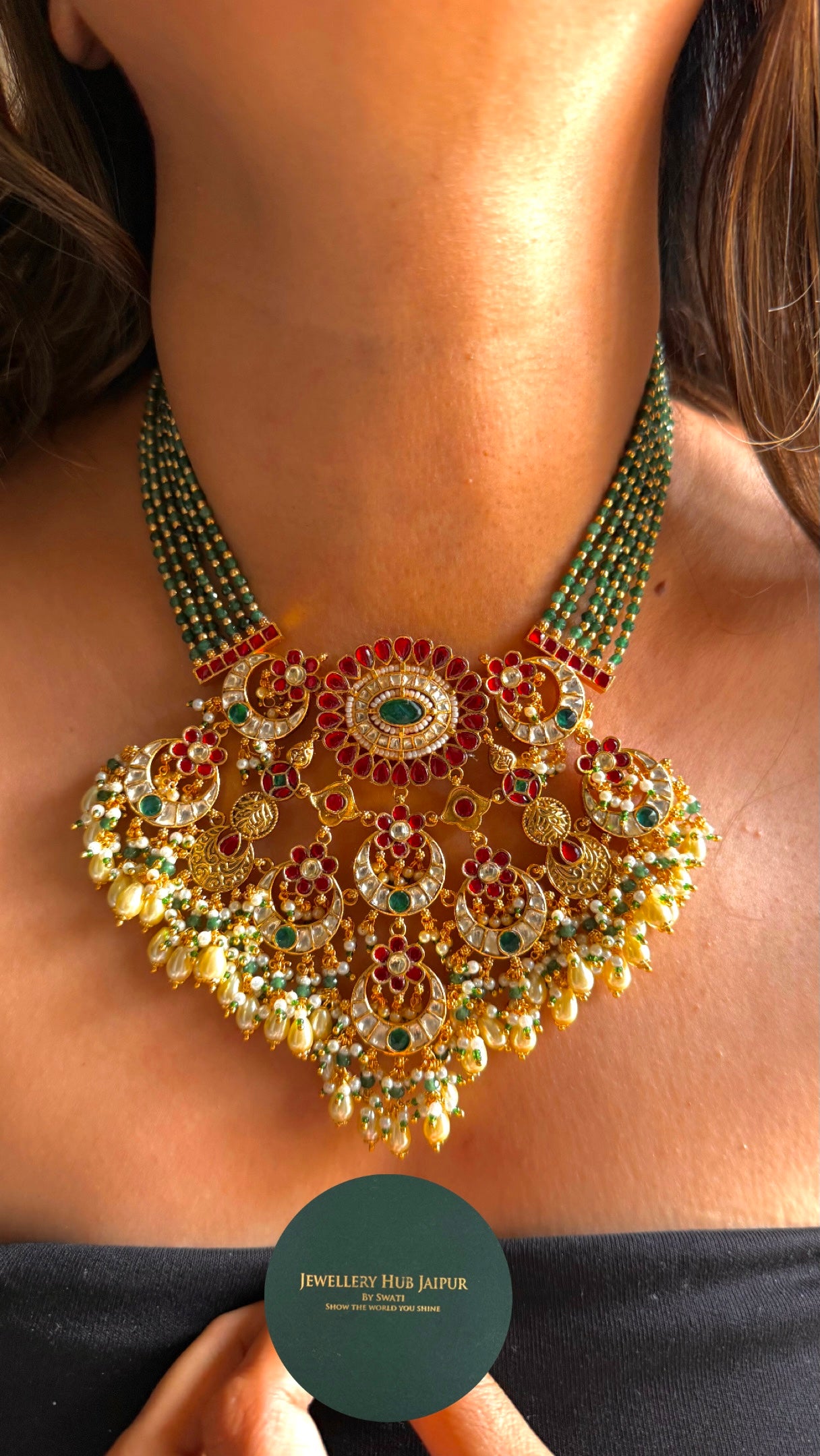 Paachi Kundan jadau Mehru Necklace