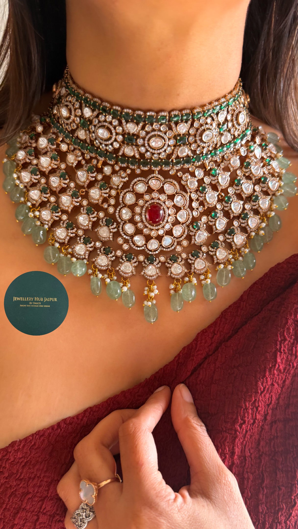 Piya Emerald & ruby victorian heritage necklace