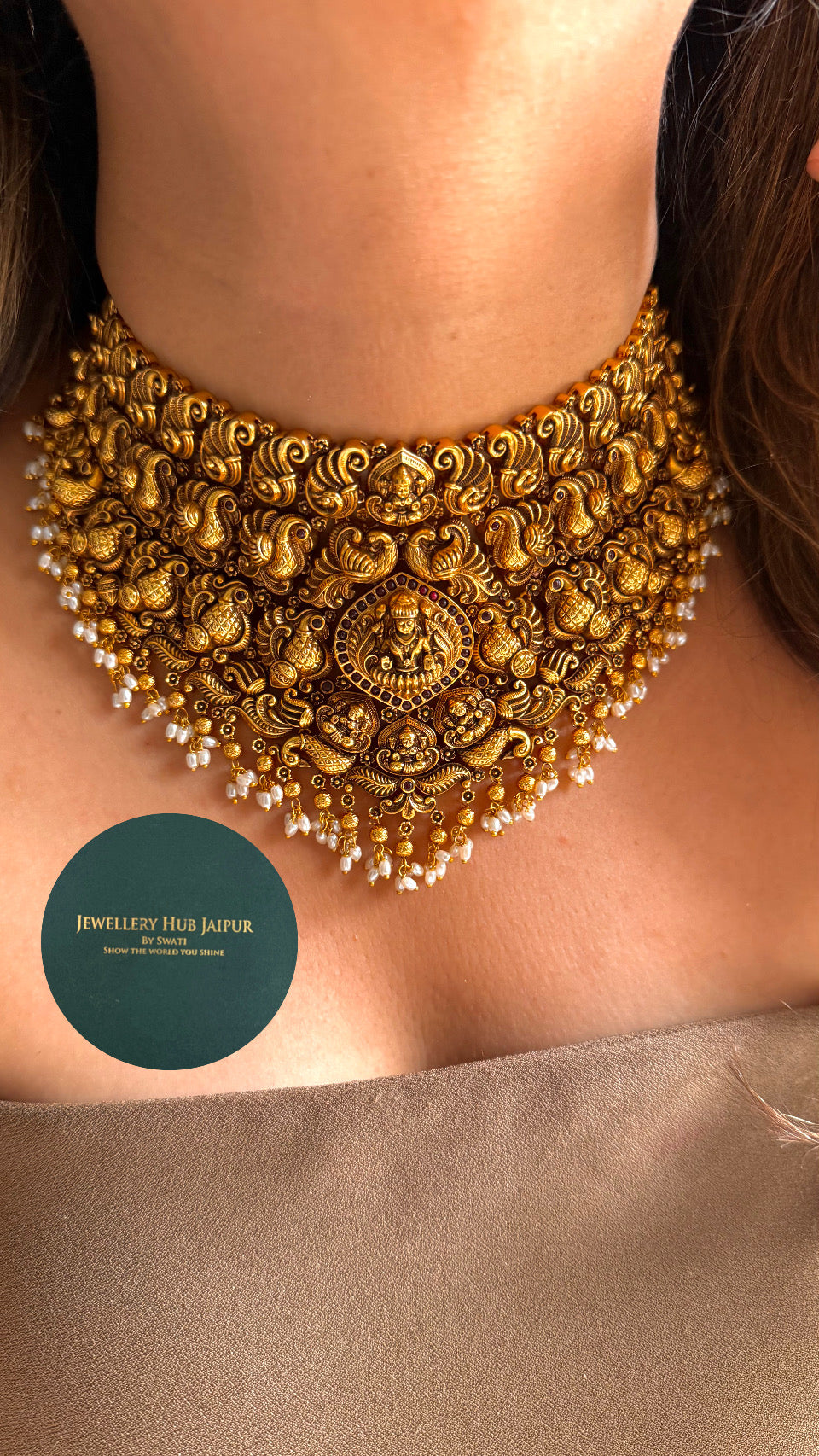 Goddess Laxmi Ruby Nakashee temple necklace