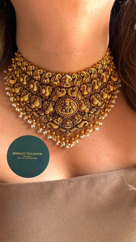 Goddess Laxmi Ruby Nakashee temple necklace