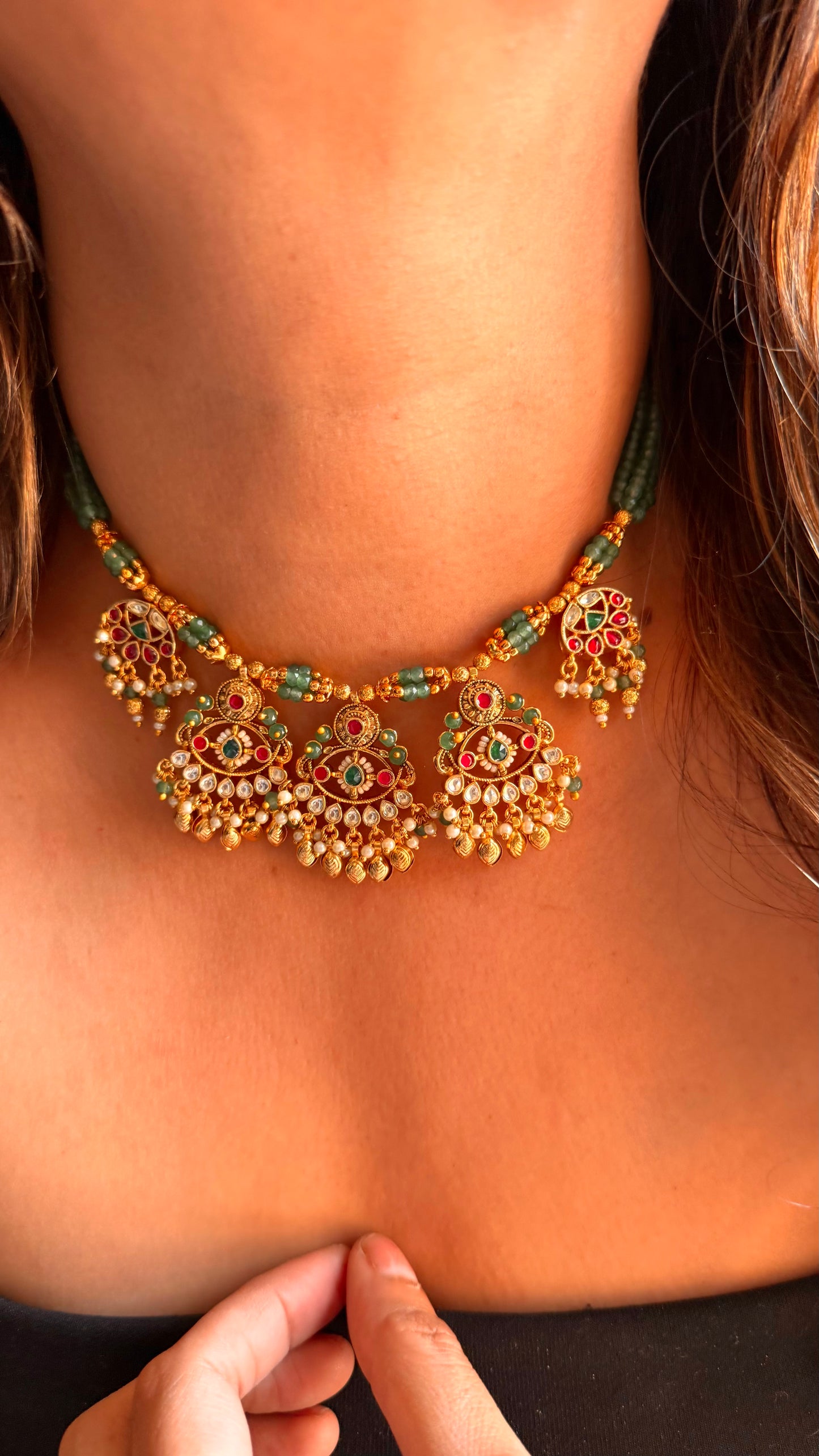 Heritage minimalist Pachi necklace with mint string