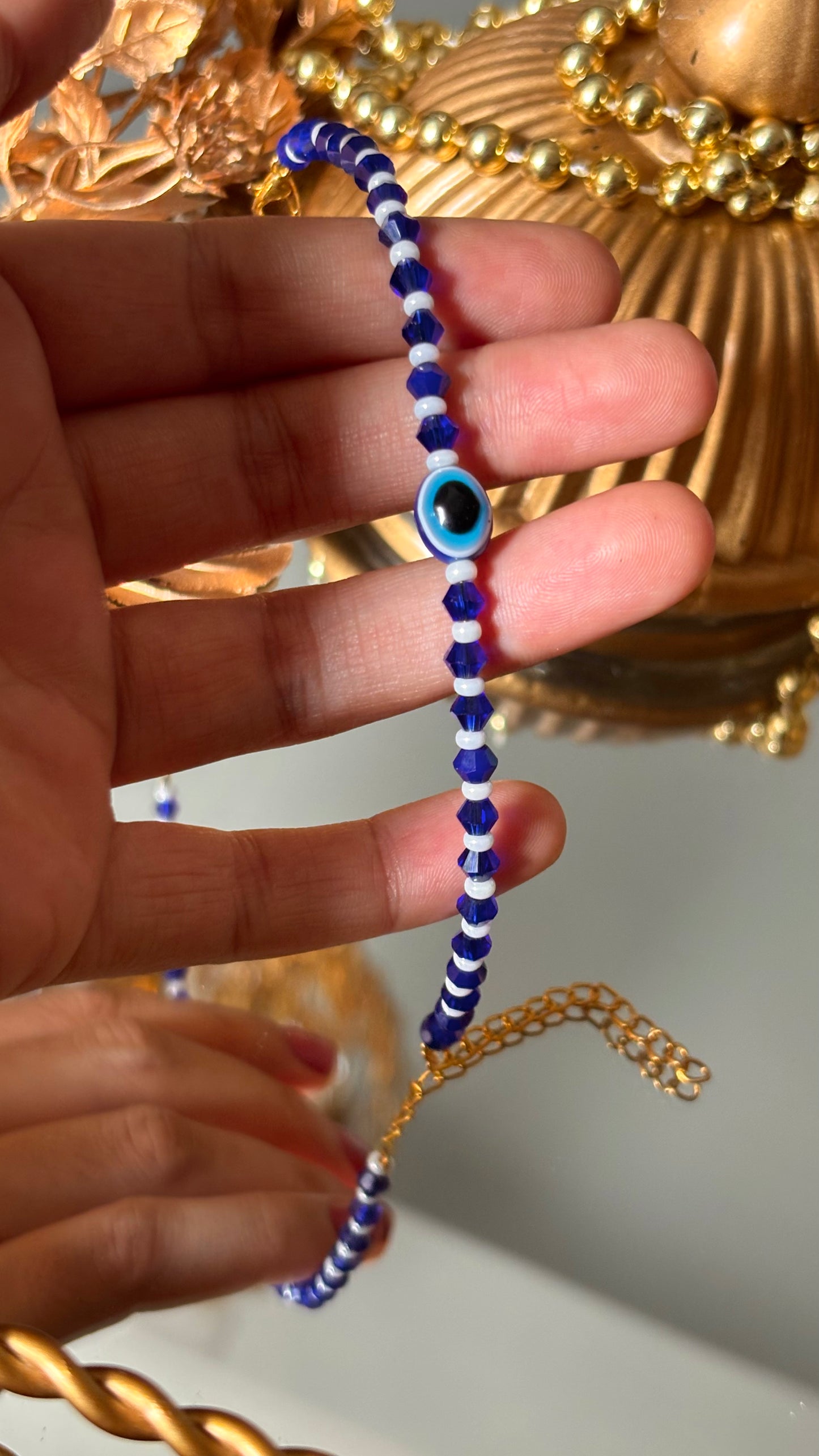 Evil eye sapphire rakhi ( shipping will be extra )