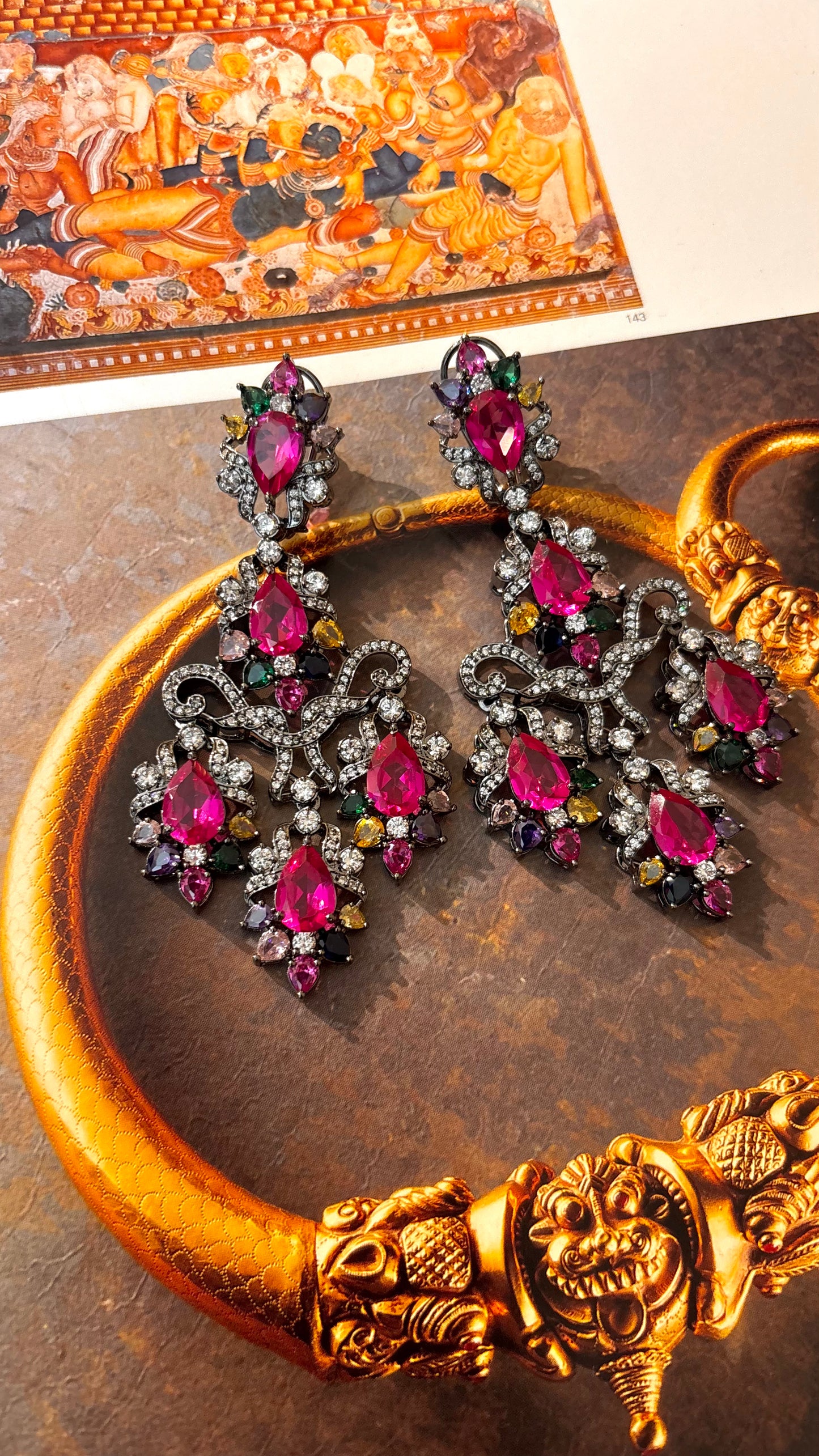Hot Pink & Multi colour Swarovski danglers