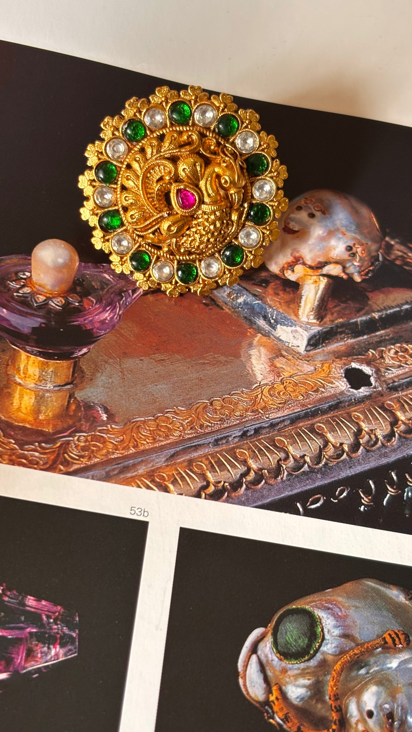 Peacock designer gold rajwada ring