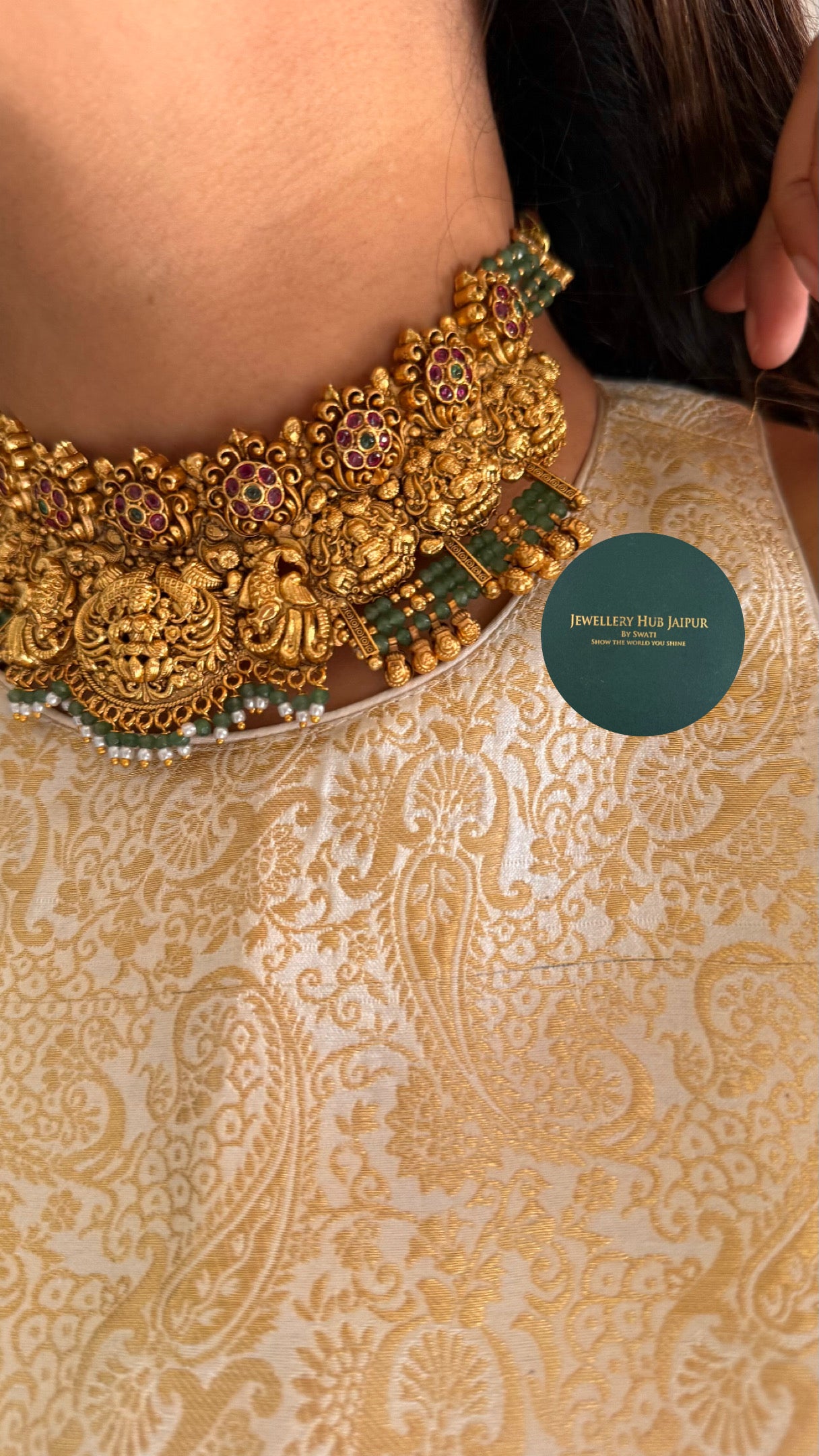 Goddess Laxmi floral ruby choker