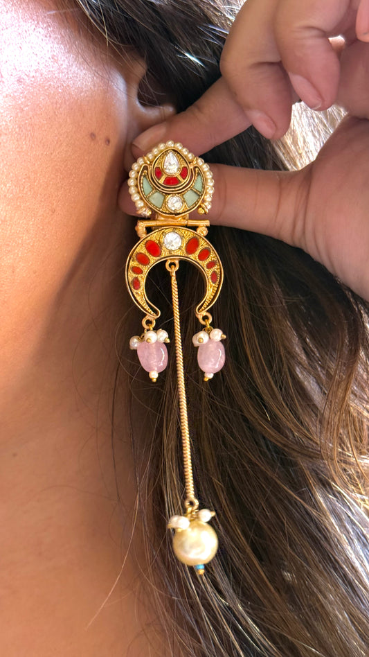 Amrapali inspired Pota red & Mint jhumki
