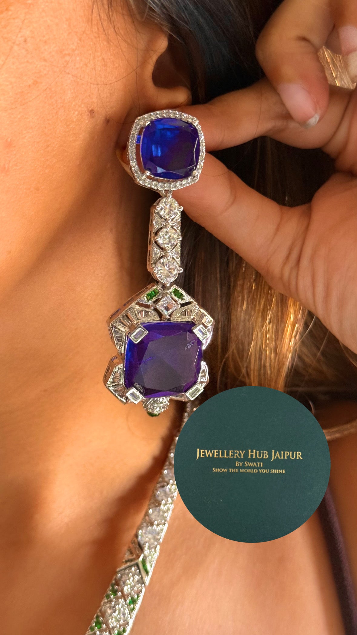 Bvlgari inspired Enigma Statement with sapphire pendant collar set