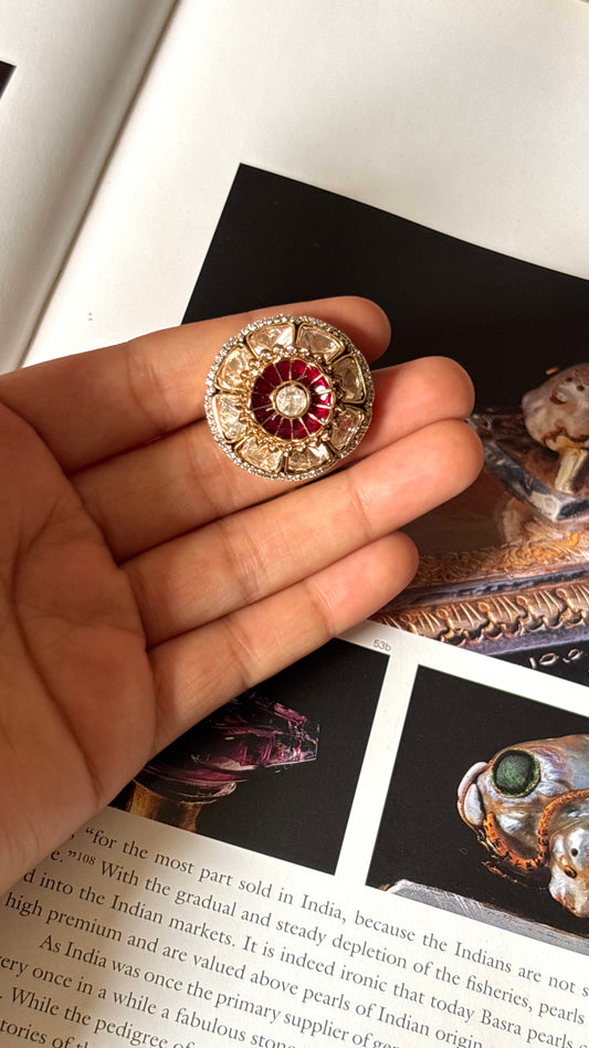 Ruby takkar peeli polki ring