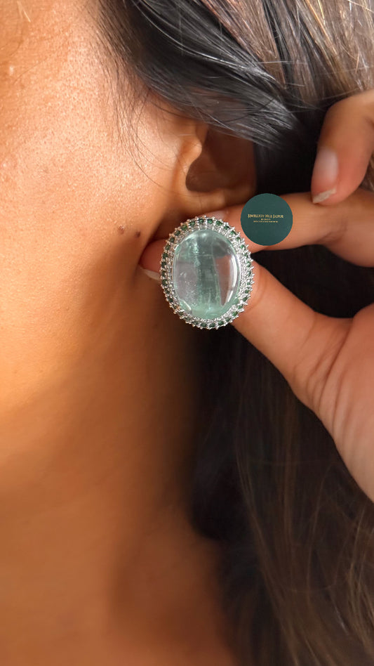 Aqua blue doublet with emerald studs
