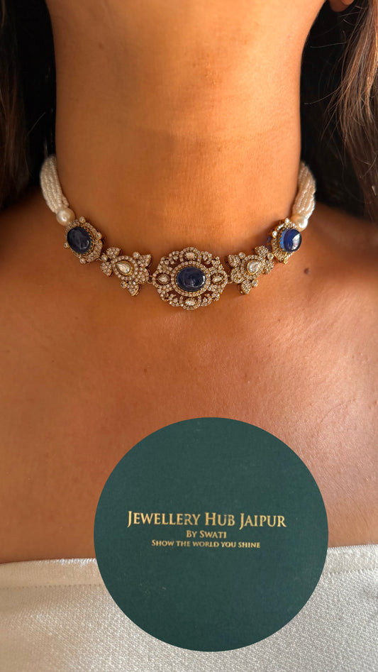 Sapphire Victorian minimalist choker