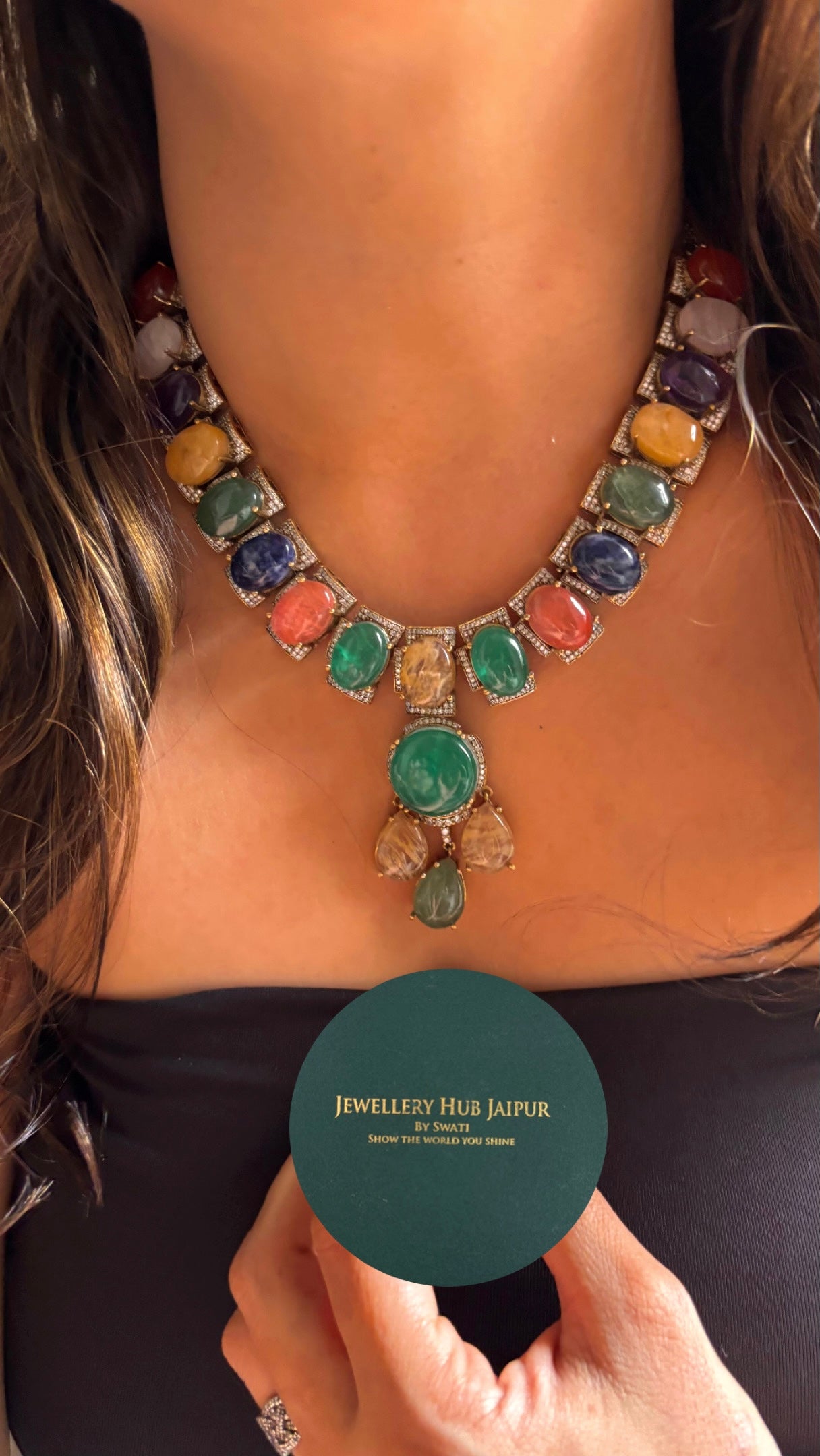 Sabhyasachi inspired multicoloured onyx necklace
