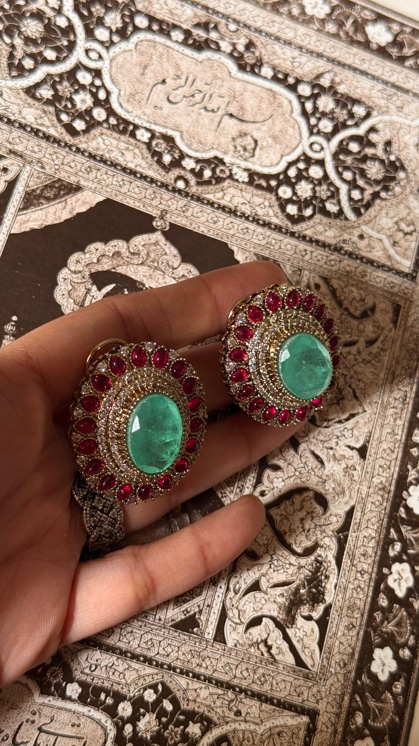 Mint doublet & rani pink victorian studs