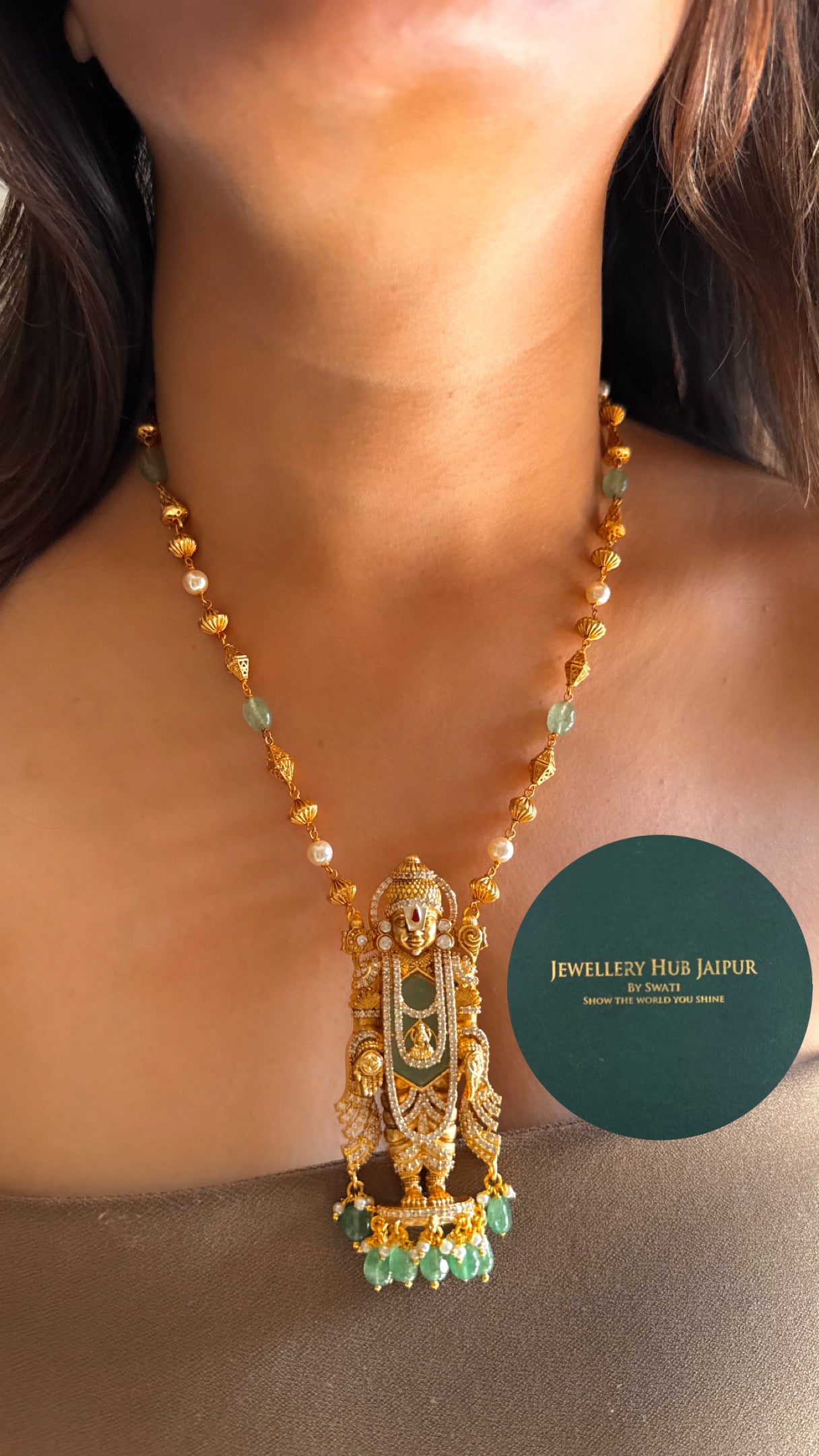 Lord Venkateswara mint pendant set