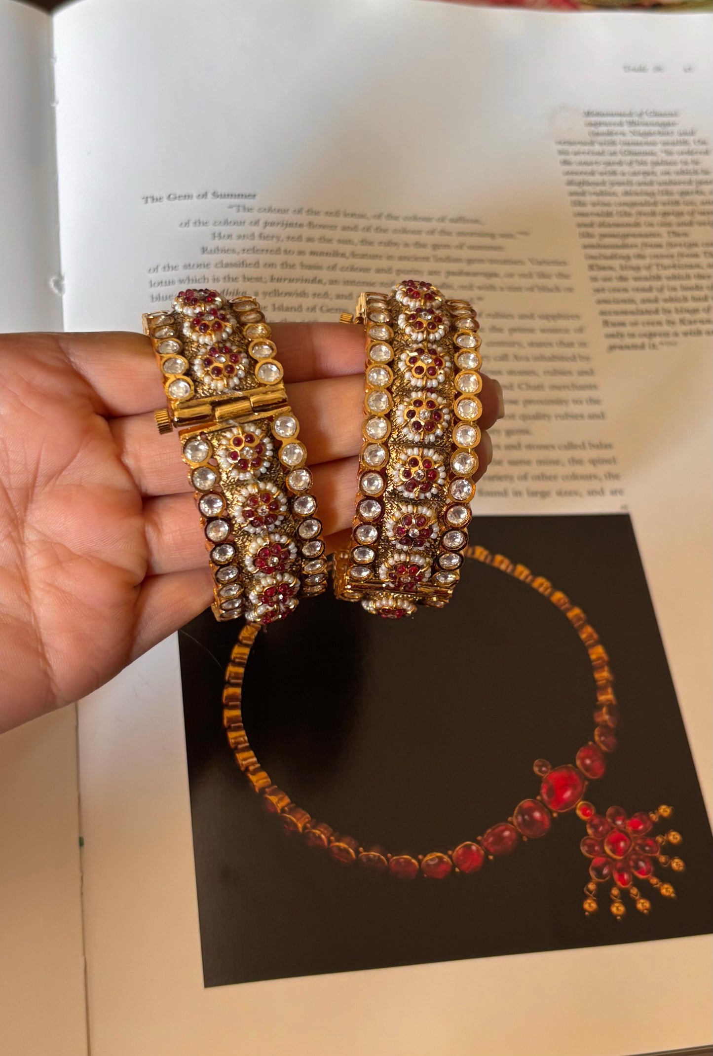 Heritage ruby floral bangles