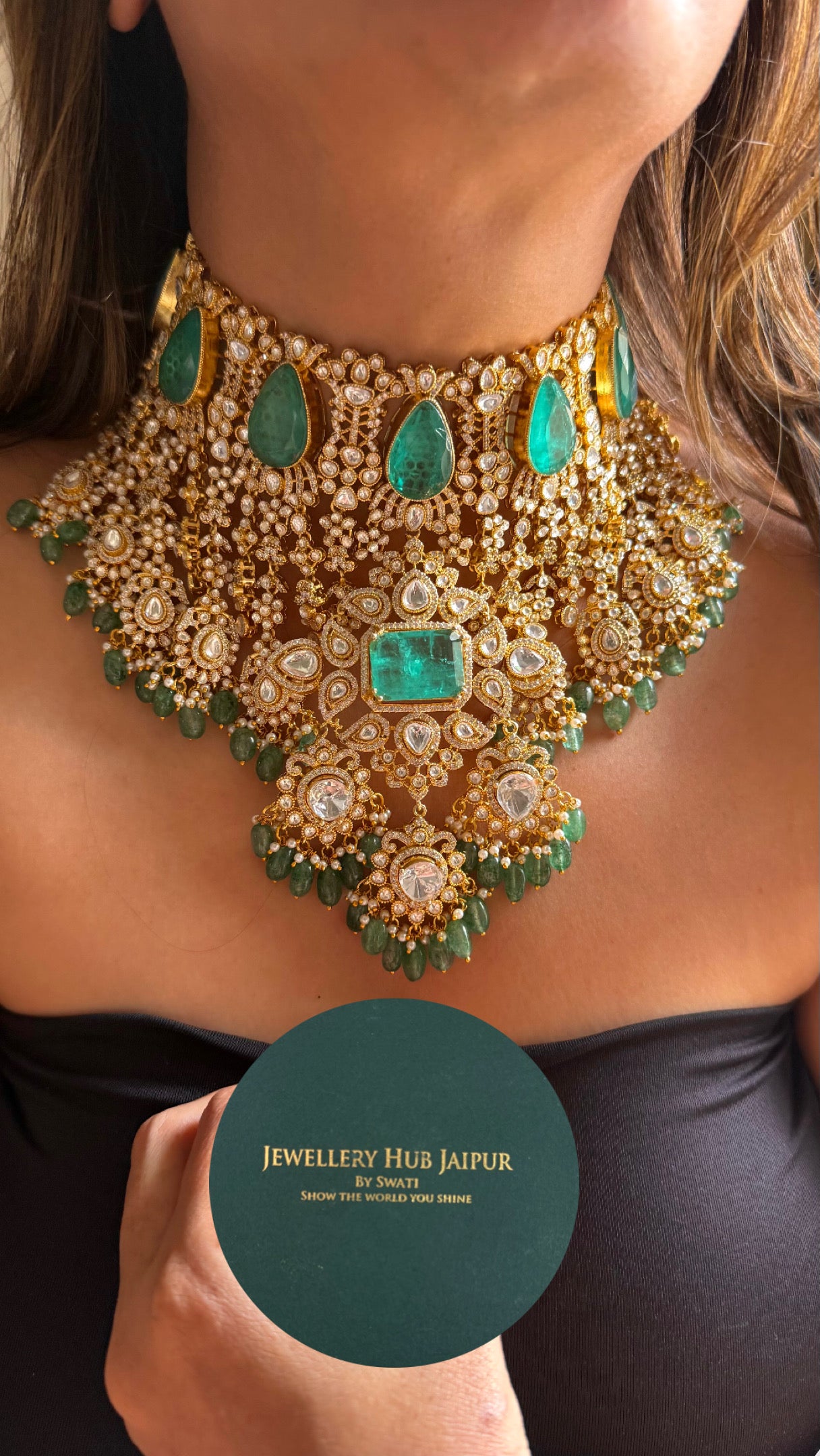 Bridal asia drop shape turquoise rani Necklace