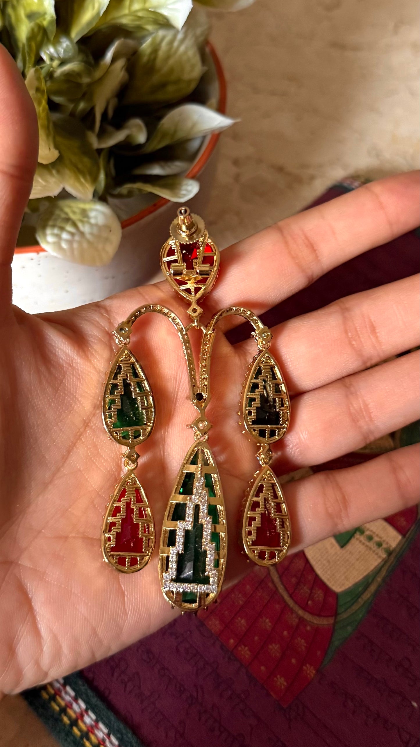 Sabyasachi inspired emerald & ruby earrings