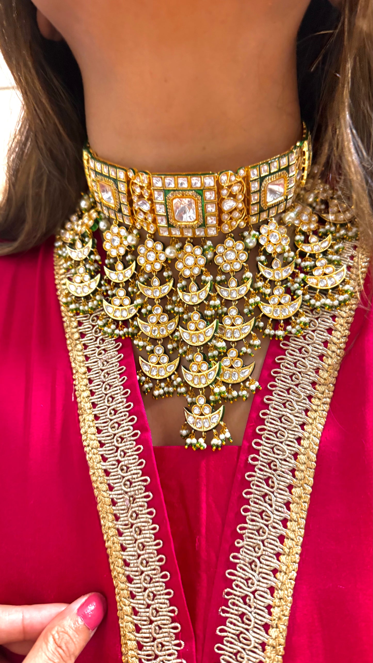 Chaand designer floral meenakari rajwada necklace