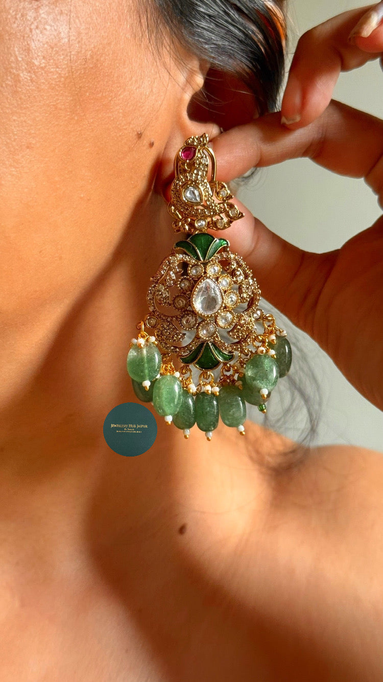 Emerald katdana and Rani pink moissanite uncut polki choker set