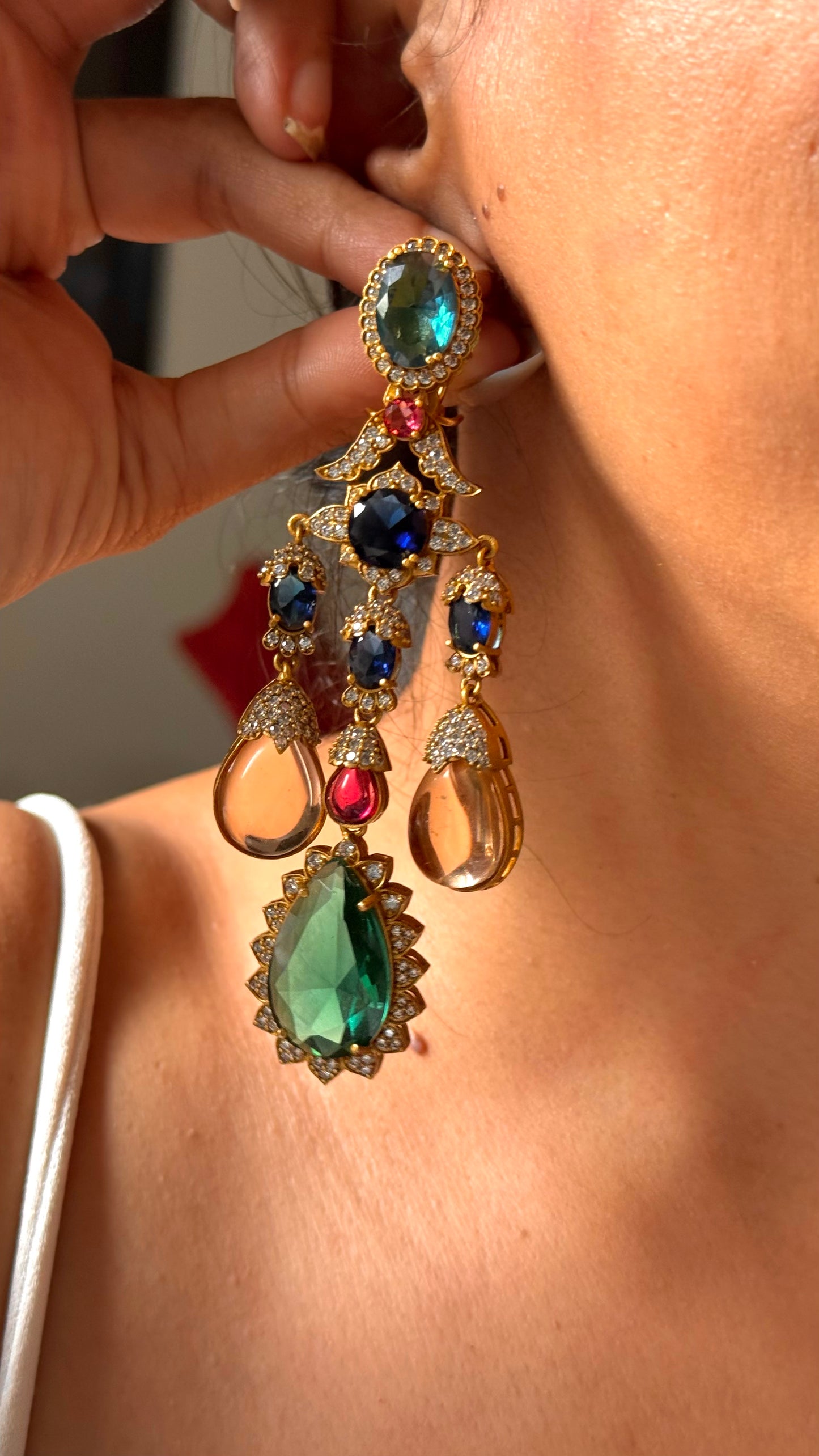 Sabyasachi inspired multi coloured danglers